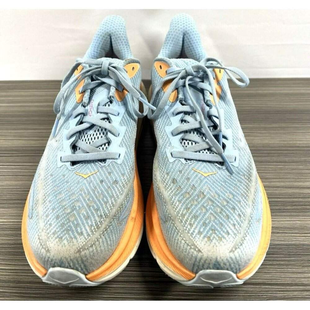 Hoka Clifton 9 Shoes Womens 11B Blue Orange Wte Road Running Max Support Walking